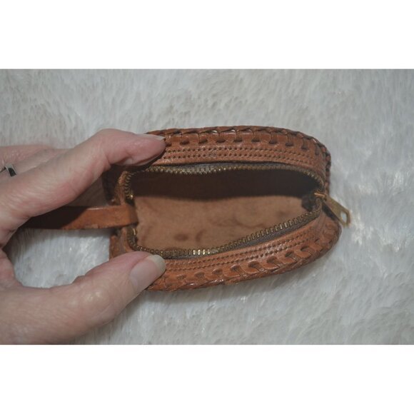 Clifton's Hand Tooled Brown Leather Coin Purse - Picture 2 of 5